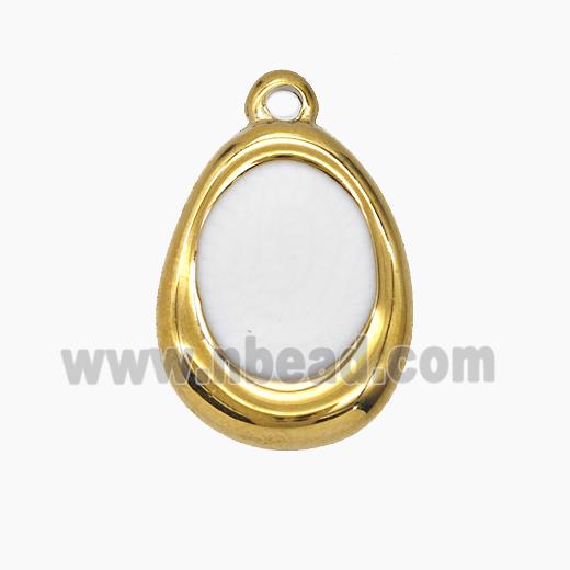Enamel Stainless Steel Pendant, Gold plated