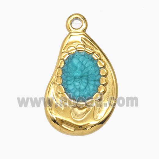 Enamel Stainless Steel Pendant, Gold plated