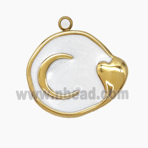 Enamel Stainless Steel Pendant, Gold plated