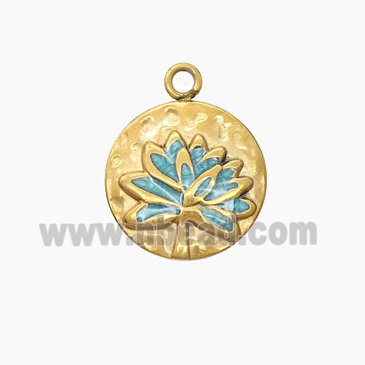 Enamel Stainless Steel Pendant, Gold plated