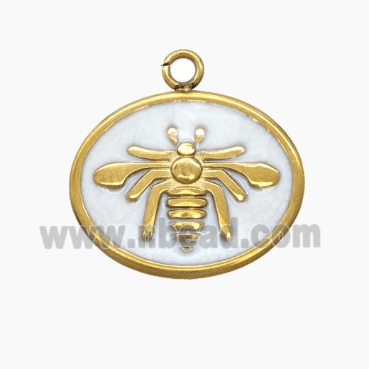 Enamel Stainless Steel Pendant, Gold plated