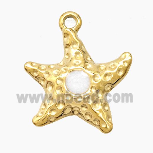 Enamel Stainless Steel Pendant, Gold plated