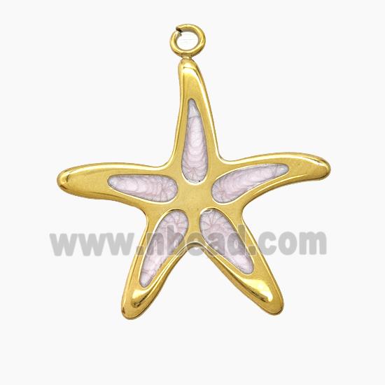 Enamel Stainless Steel Pendant, Gold plated