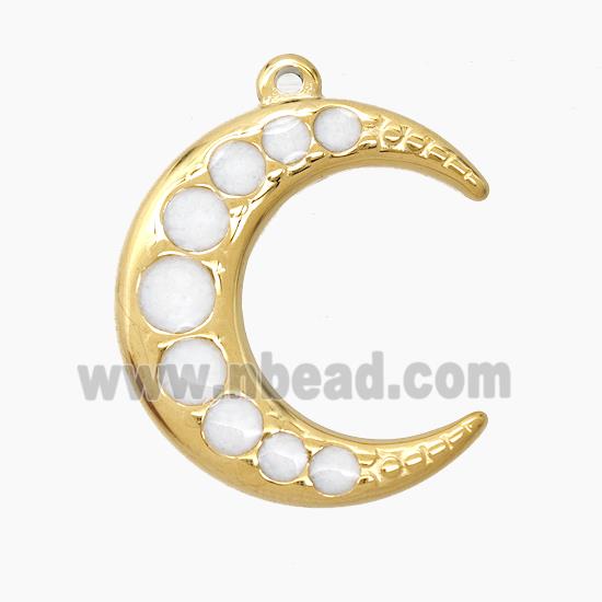 Enamel Stainless Steel Pendant, Gold plated