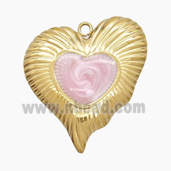 Enamel Stainless Steel Pendant, Gold plated