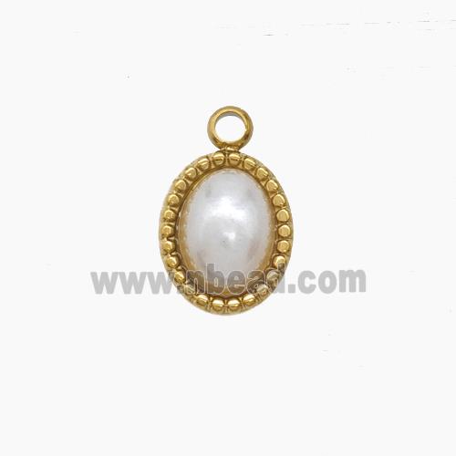 Enamel Stainless Steel Pendant, Gold plated