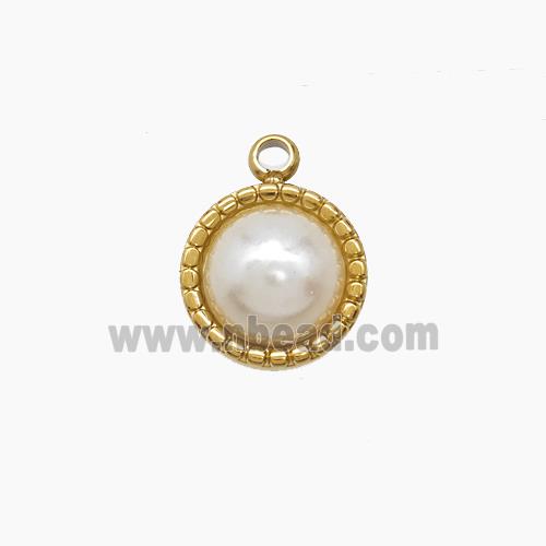 Enamel Stainless Steel Pendant, Gold plated