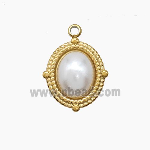 Enamel Stainless Steel Pendant, Gold plated