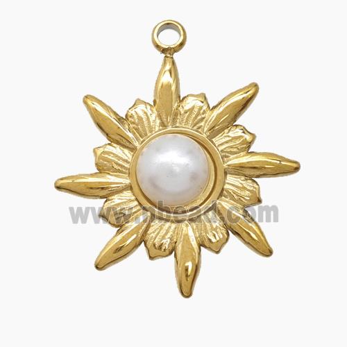 Enamel Stainless Steel Pendant, Gold plated