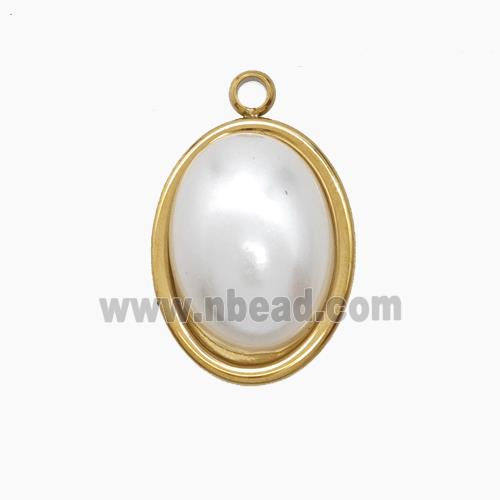 Enamel Stainless Steel Pendant, Gold plated