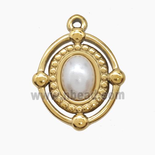 Enamel Stainless Steel Pendant, Gold plated