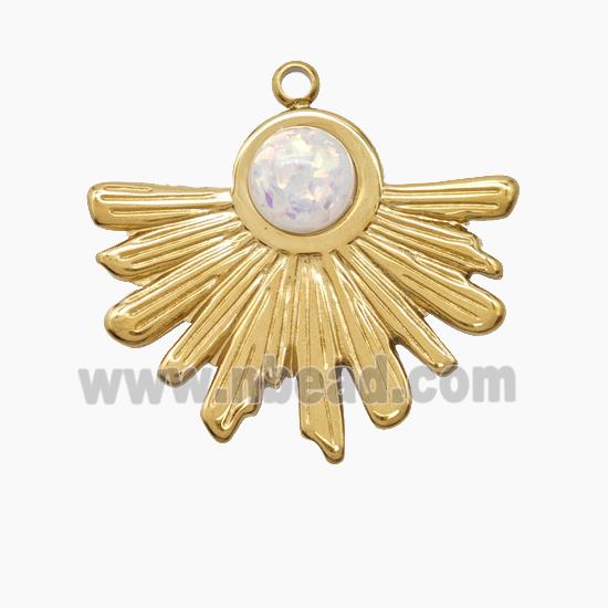 Enamel Stainless Steel Pendant, Gold plated