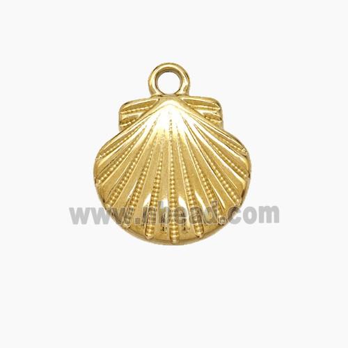 Stainless Steel Scallop Shell Pendant Gold Plated
