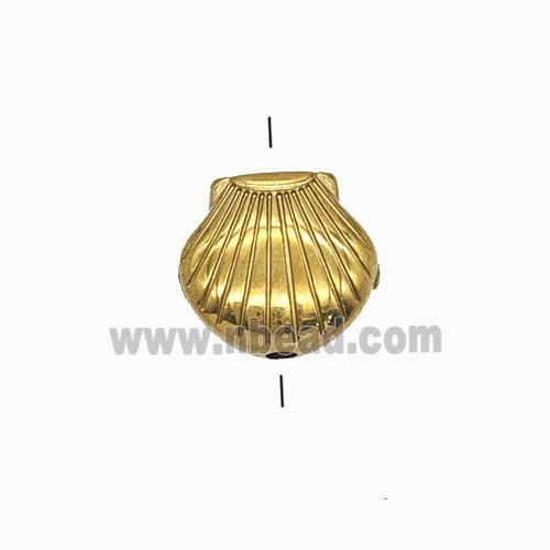 Stainless Steel Scallop Shell Beads Gold Plated
