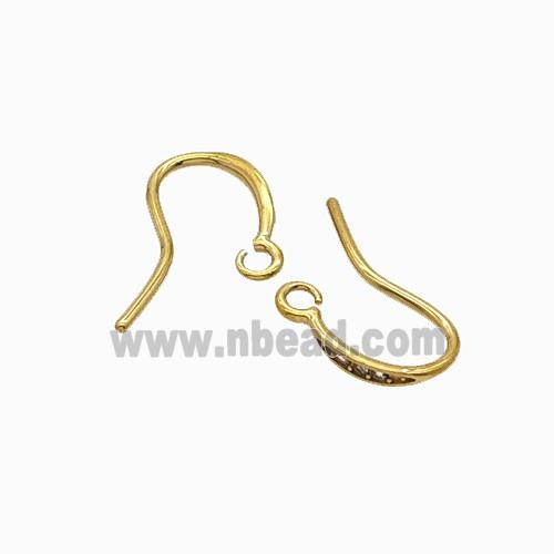 Stainless Steel Hook Earrings Pave Rhinestone Gold Plated