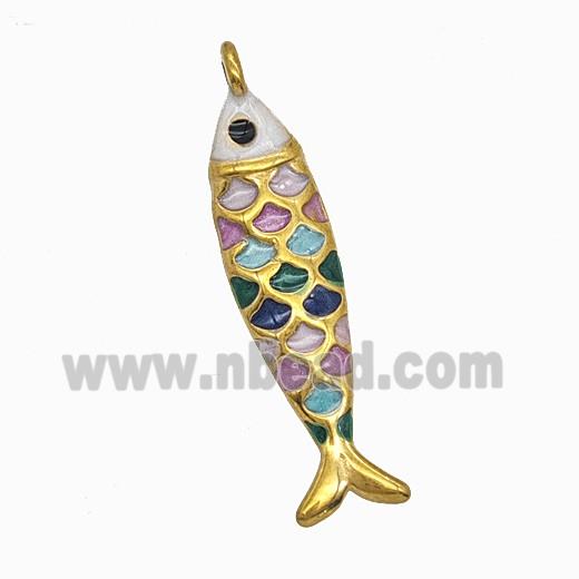 Stainless Steel Fish Pendant Multicolor Painted Gold Plated