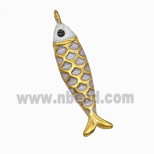 Stainless Steel Fish Pendant Painted Gold Plated