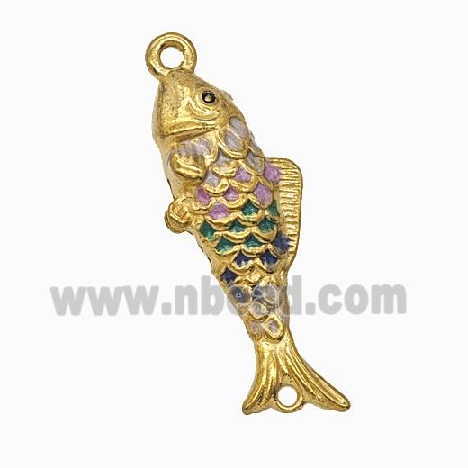 Stainless Steel Fish Pendant Painted Gold Plated
