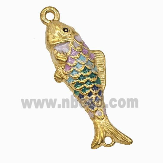 Stainless Steel Fish Pendant Multicolor Painted Gold Plated