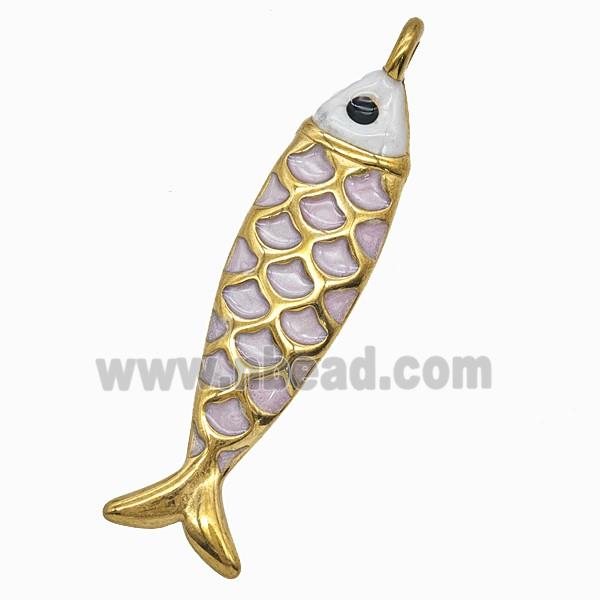 Stainless Steel Fish Pendant Silver Painted Gold Plated