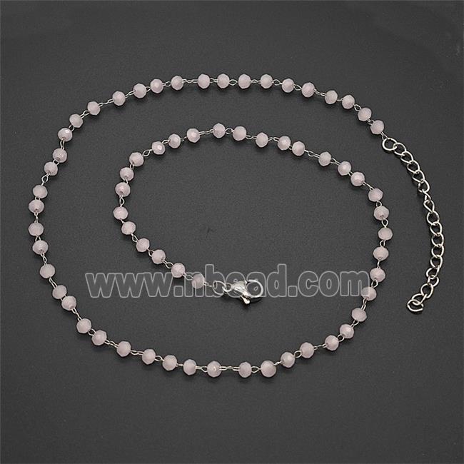 Stainless Steel Necklace with Glass bead, platinum plated