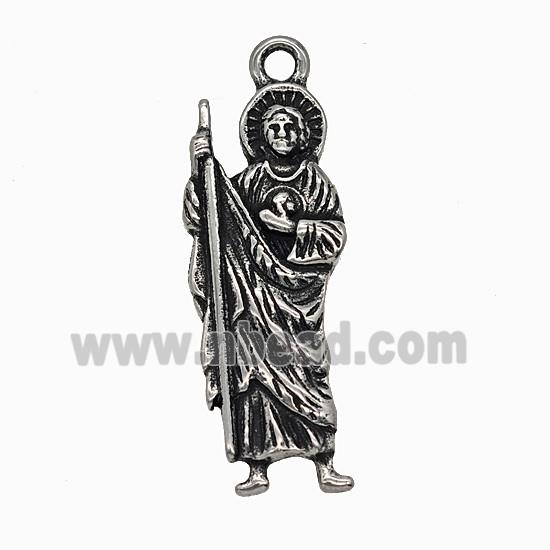 Saint Jude Charms 304 Stainless Steel Pendant Antique Silver