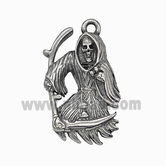 Gothic Grim Reaper Death Charms 304 Stainless Steel Pendant Antique Silver