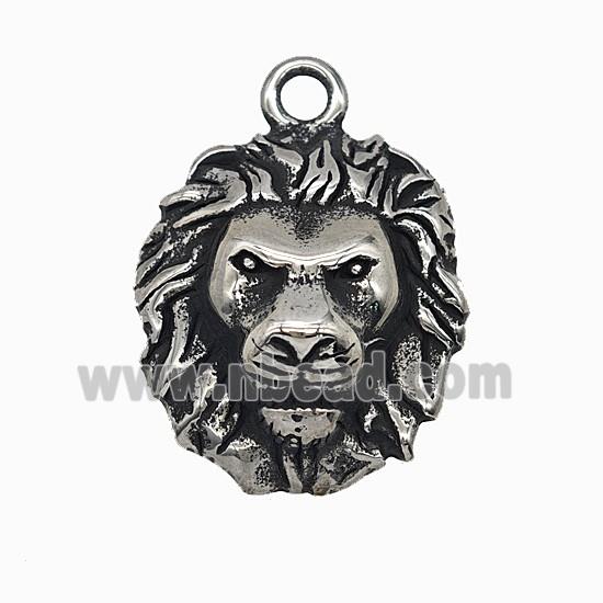 304 Stainless Steel Lion Pendant Antique Silver