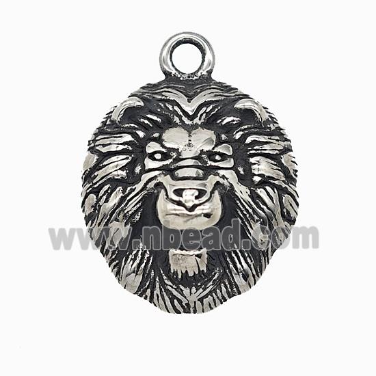 304 Stainless Steel Lion Pendant Antique Silver