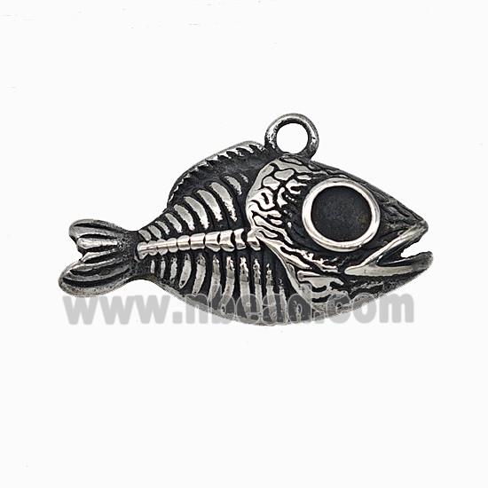 304 Stainless Steel Fish Pendant Antique Silver