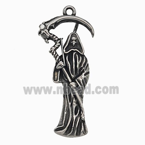 Gothic Grim Reaper Death Charms 304 Stainless Steel Pendant Antique Silver