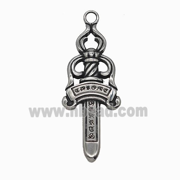 Chrome Heart Charms 304 Stainless Steel Dagger Pendant Antique Silver