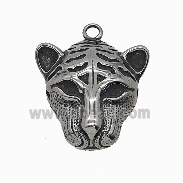 304 Stainless Steel Leopard Pendant Antique Silver