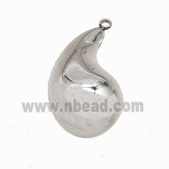 Raw Stainless Steel Teardrop Pendant