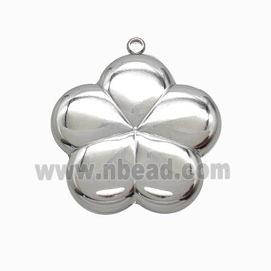 Raw Stainless Steel Flower Pendant