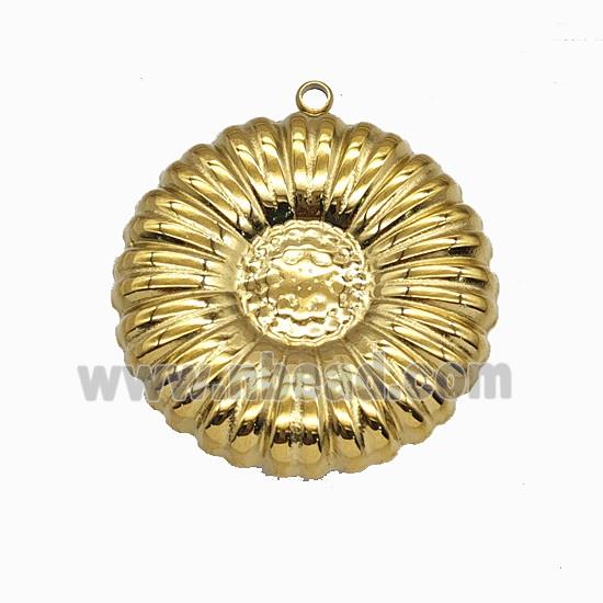 Stainless Steel Sunflower Pendant Gold Plated