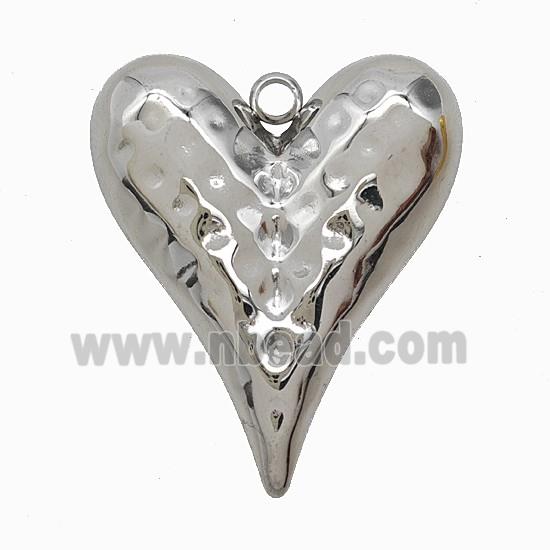 Raw Stainless Steel Heart Pendant Hammered