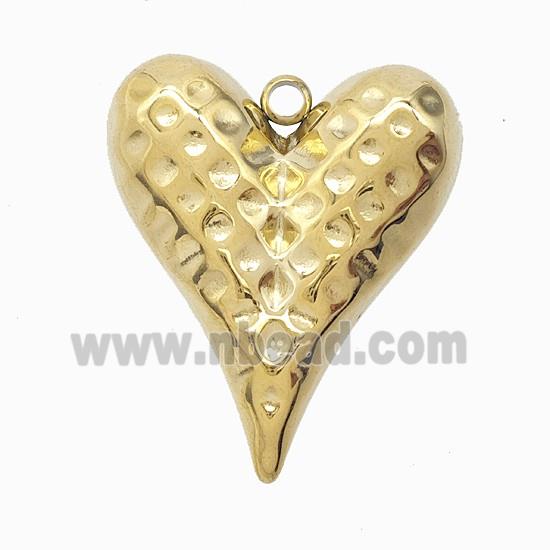 Stainless Steel Heart Pendant Hammered Gold Plated