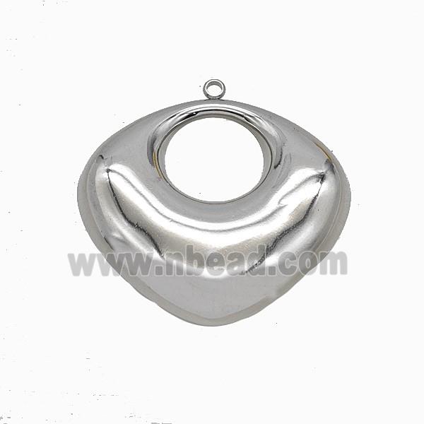 Raw Stainless Steel Domed Heart Pendant