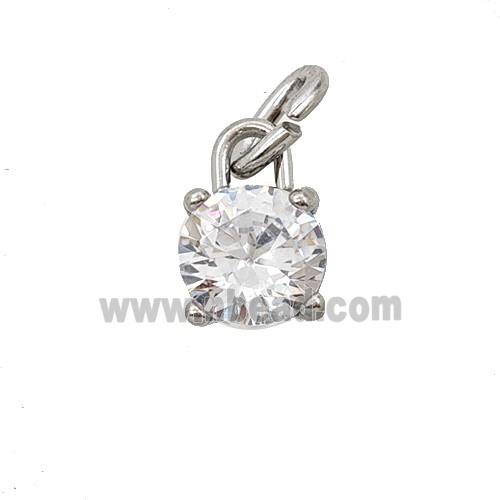 Raw Stainless Steel Pendant Pave Zirconia