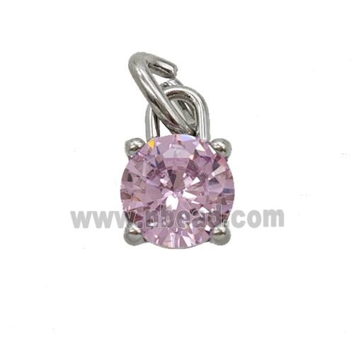 Raw Stainless Steel Pendant Pave Zirconia