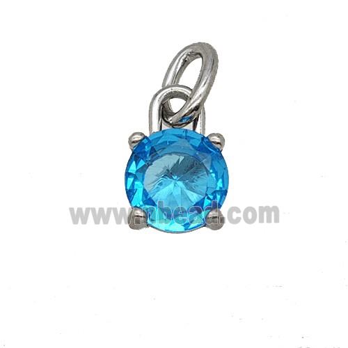 Raw Stainless Steel Pendant Pave Zirconia