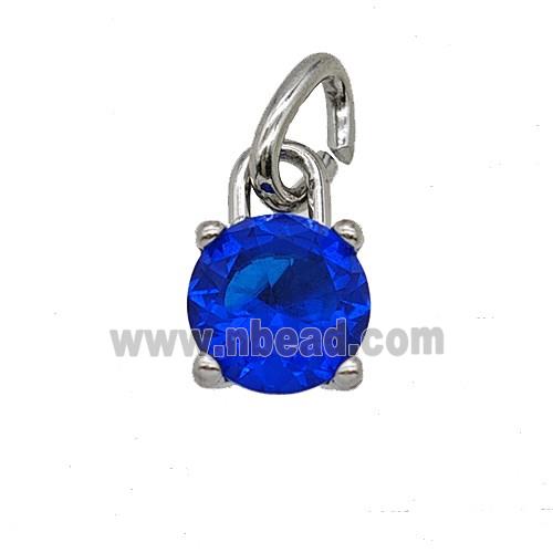 Raw Stainless Steel Pendant Pave Blue Zirconia