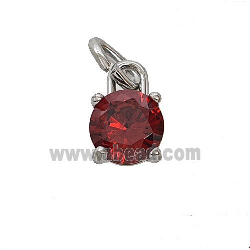 Raw Stainless Steel Pendant Pave Red Zirconia