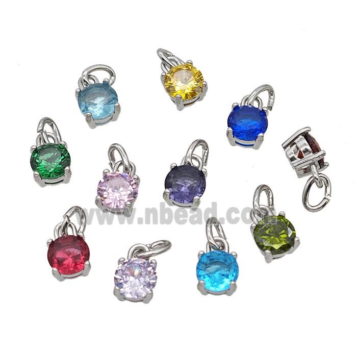 Raw Stainless Steel Pendant Pave Zirconia Mixed