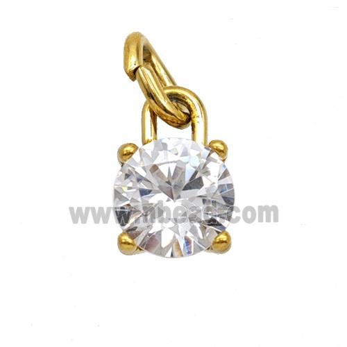 Stainless Steel Pendant Pave Zirconia Gold Plated