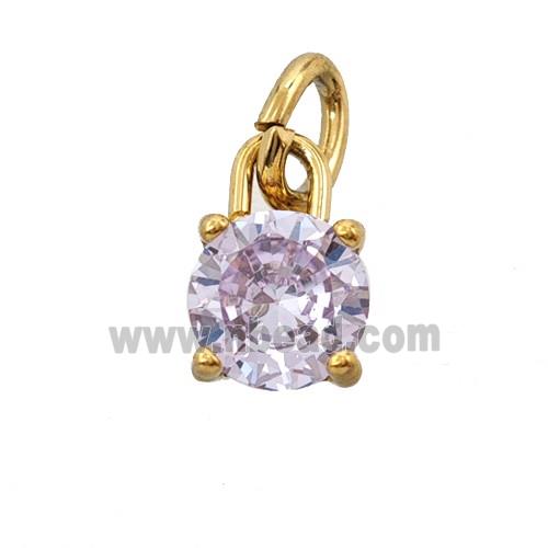 Stainless Steel Pendant Pave Zirconia Gold Plated