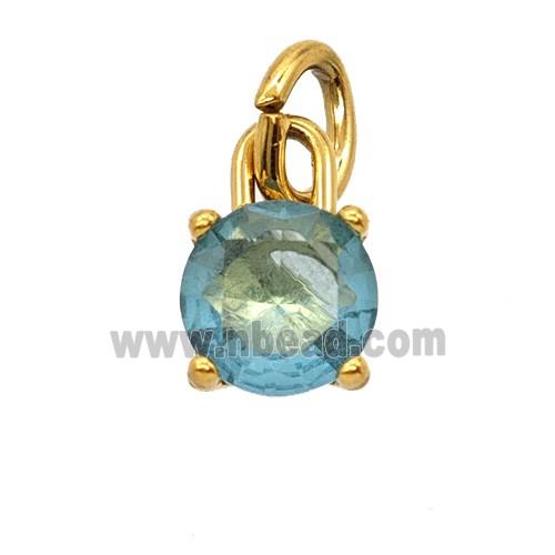 Stainless Steel Pendant Pave Zirconia Gold Plated