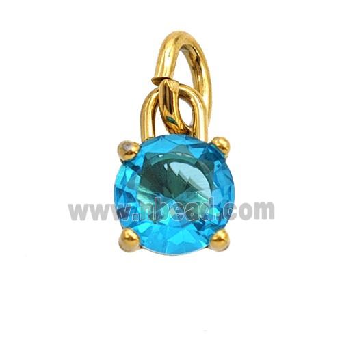 Stainless Steel Pendant Pave Zirconia Gold Plated