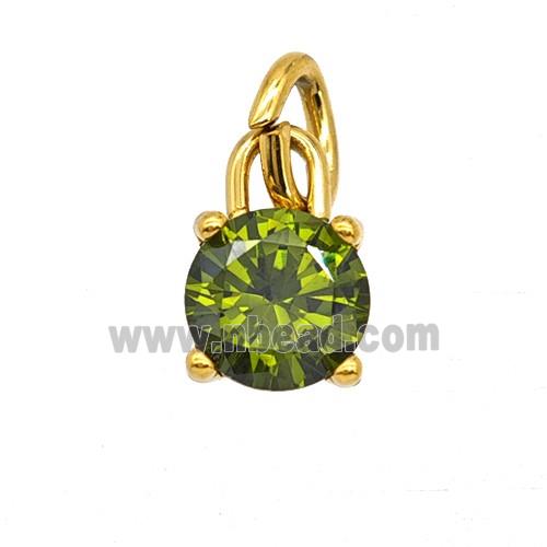 Stainless Steel Pendant Pave Olive Zirconia Gold Plated